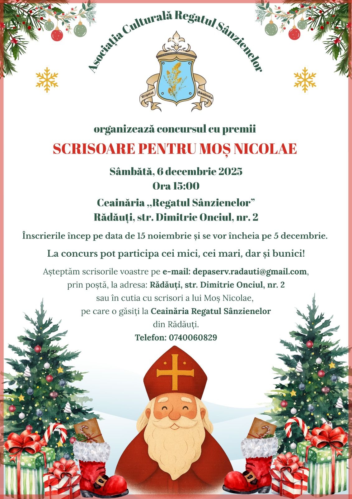 Concursul cu premii „Scrisoare pentru Moș Nicolae”, ediția a II-a, organizat de Asociația Culturală Regatul Sânzienelor