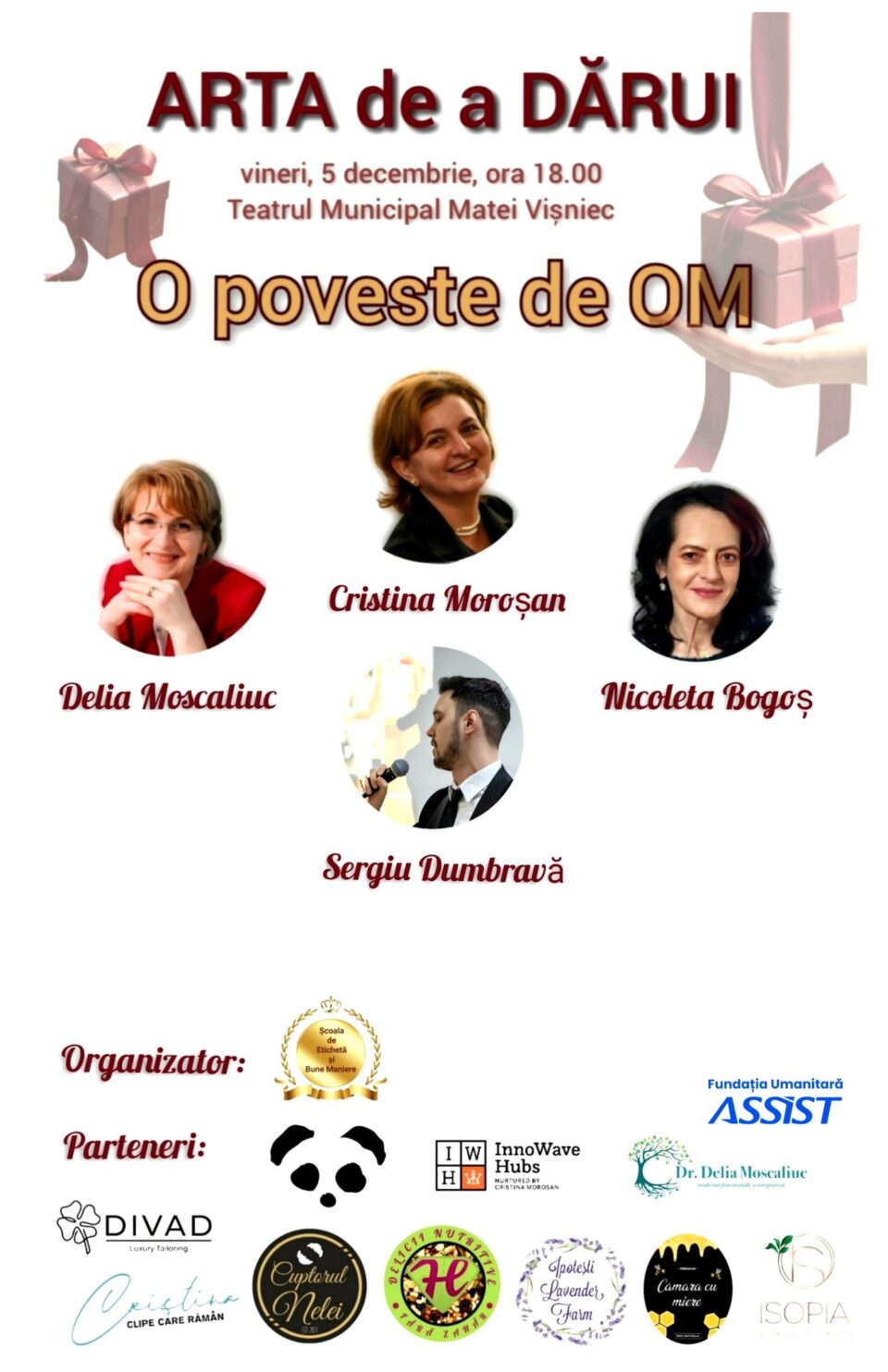 Evenimentul „Arta de a dărui”, ediția a V-a, cu tema „O poveste de OM”, la Teatrul „Matei Vișniec”