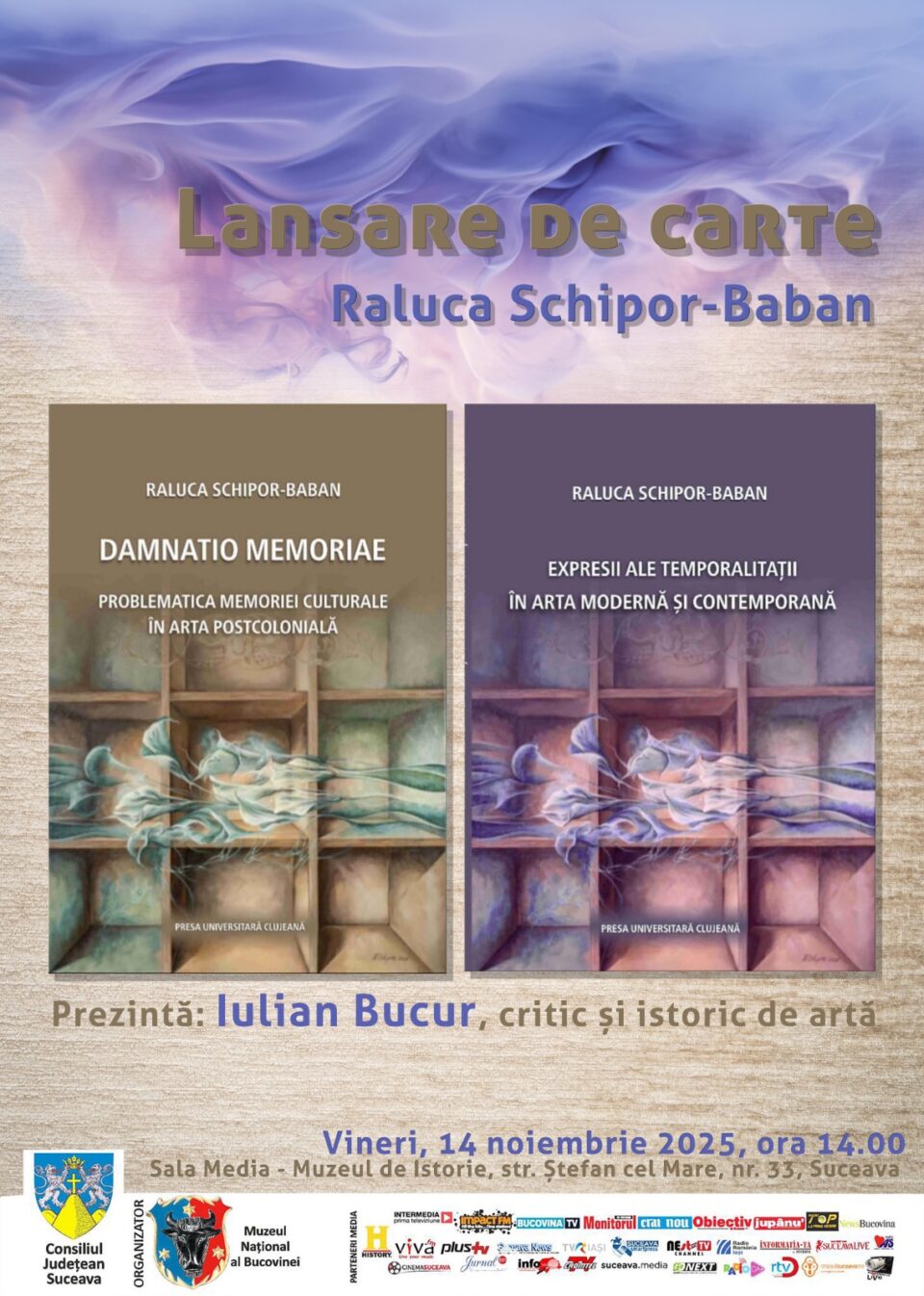 Dublă lansare de carte vineri, la Muzeul Național al Bucovinei