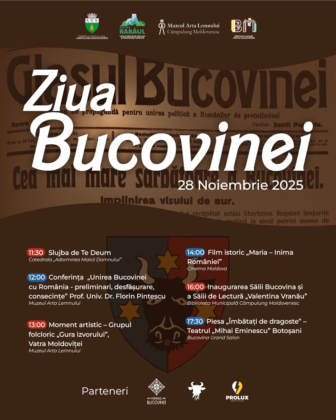 Istorie, muzică, film și teatru, de Ziua Bucovinei, la Câmpulung Moldovenesc