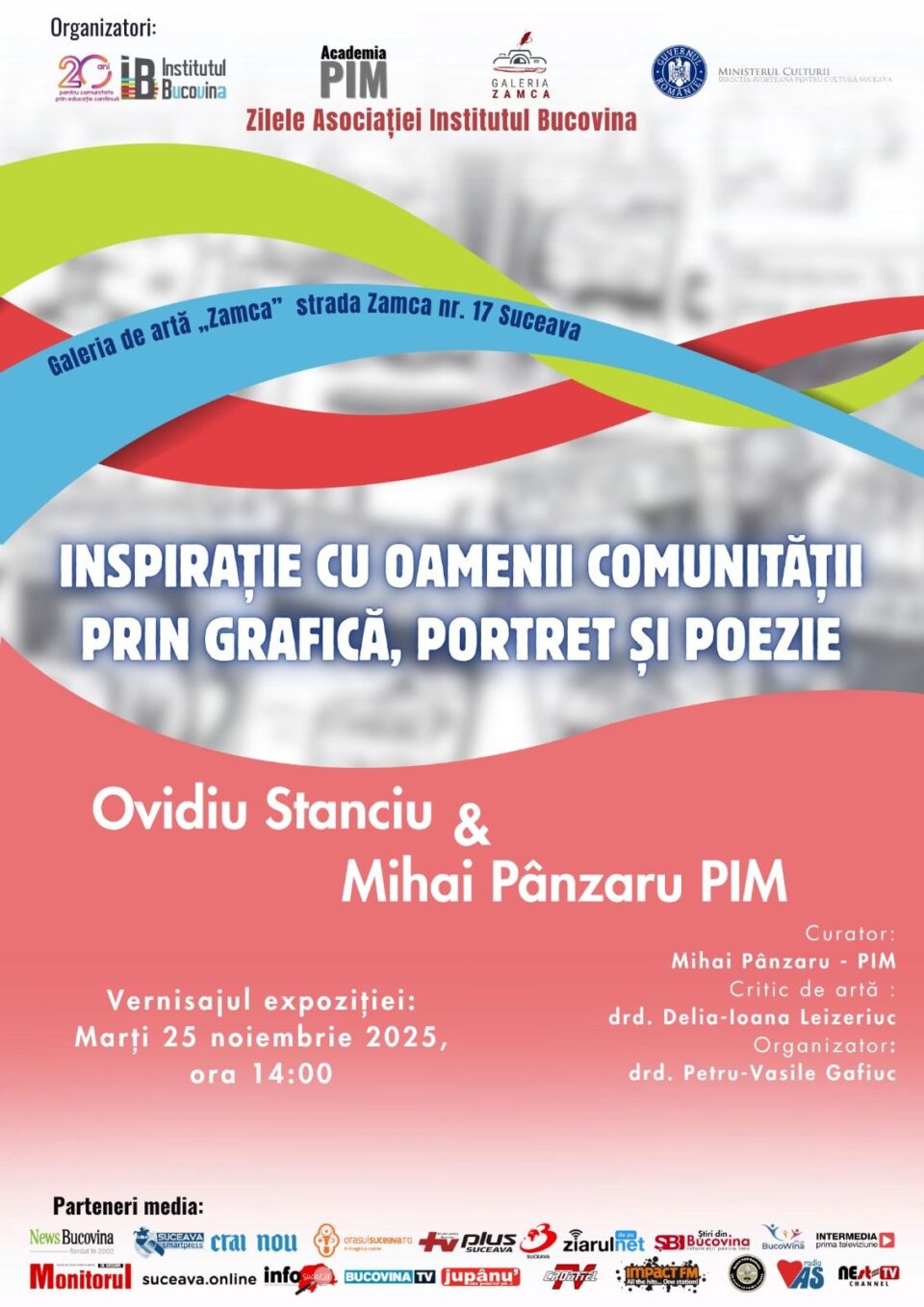 „Inspirație cu oamenii comunității prin grafică, portret și poezie”, expoziție, la Galeria de Artă Zamca