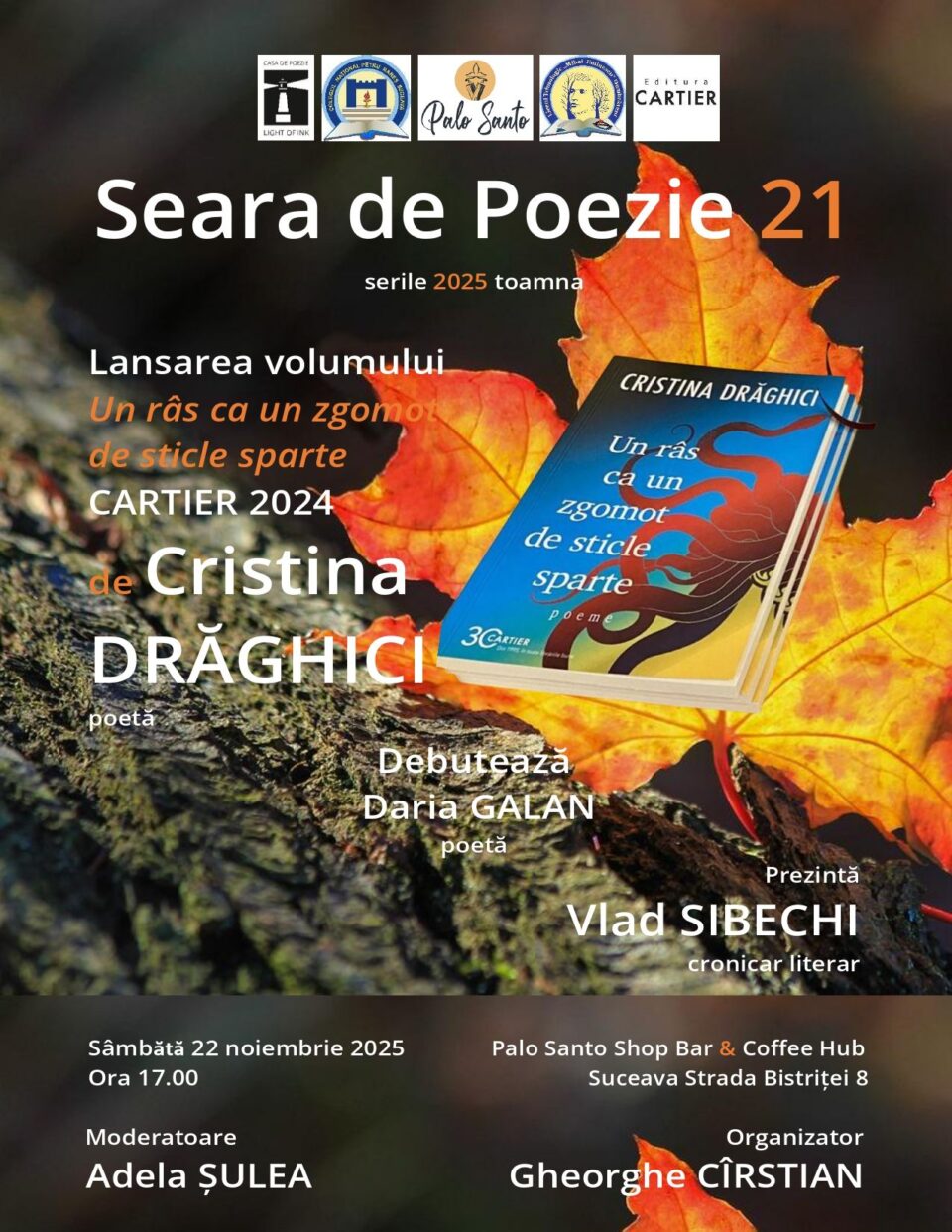 Poeta Cristina Drăghici este invitată, sâmbătă, la Seara de Poezie 21 Poeta Cristina Drăghici este invitată, sâmbătă, la Seara de Poezie 21