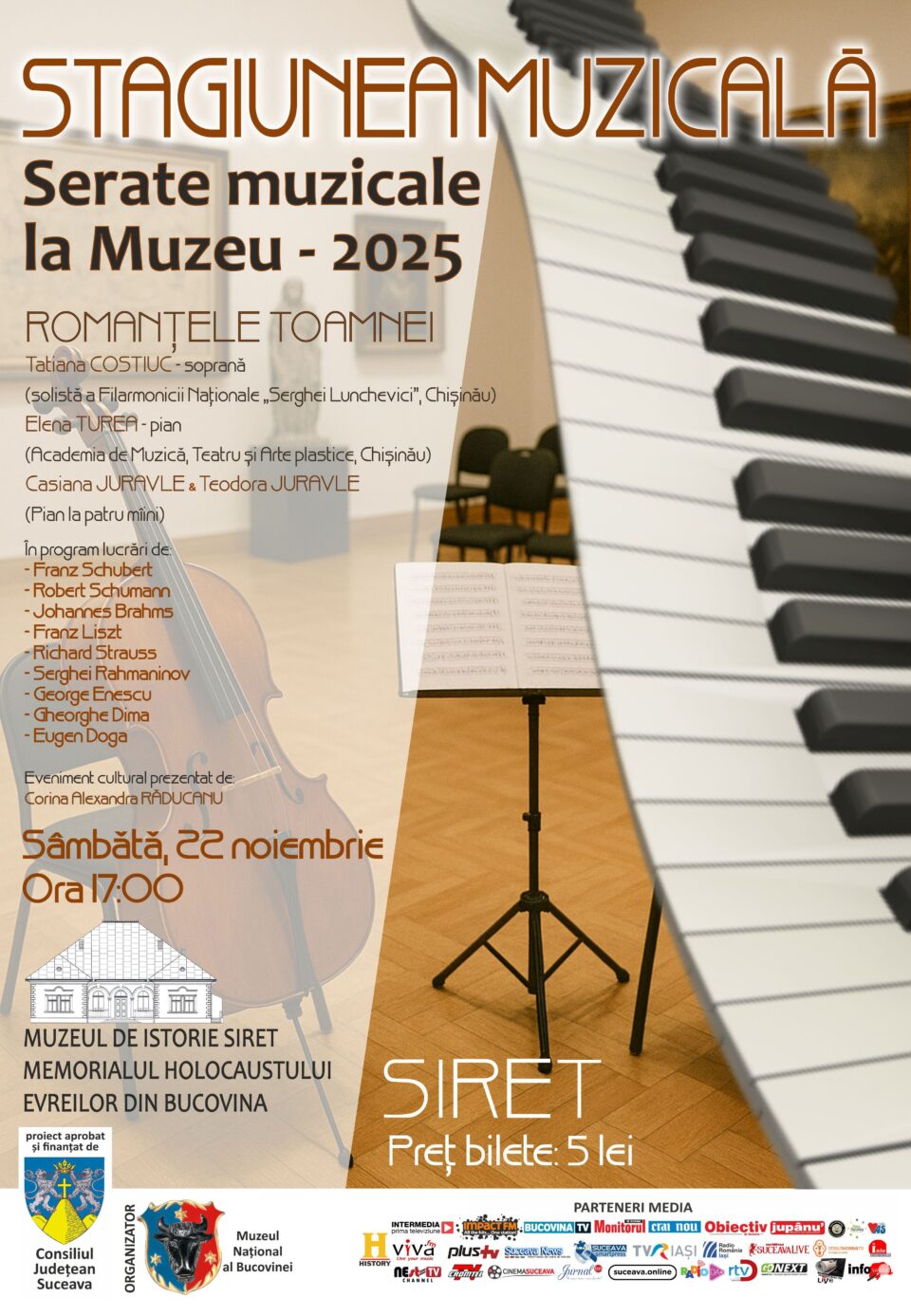 „Romanțele toamnei, sâmbătă, la Muzeul de Istorie Siret