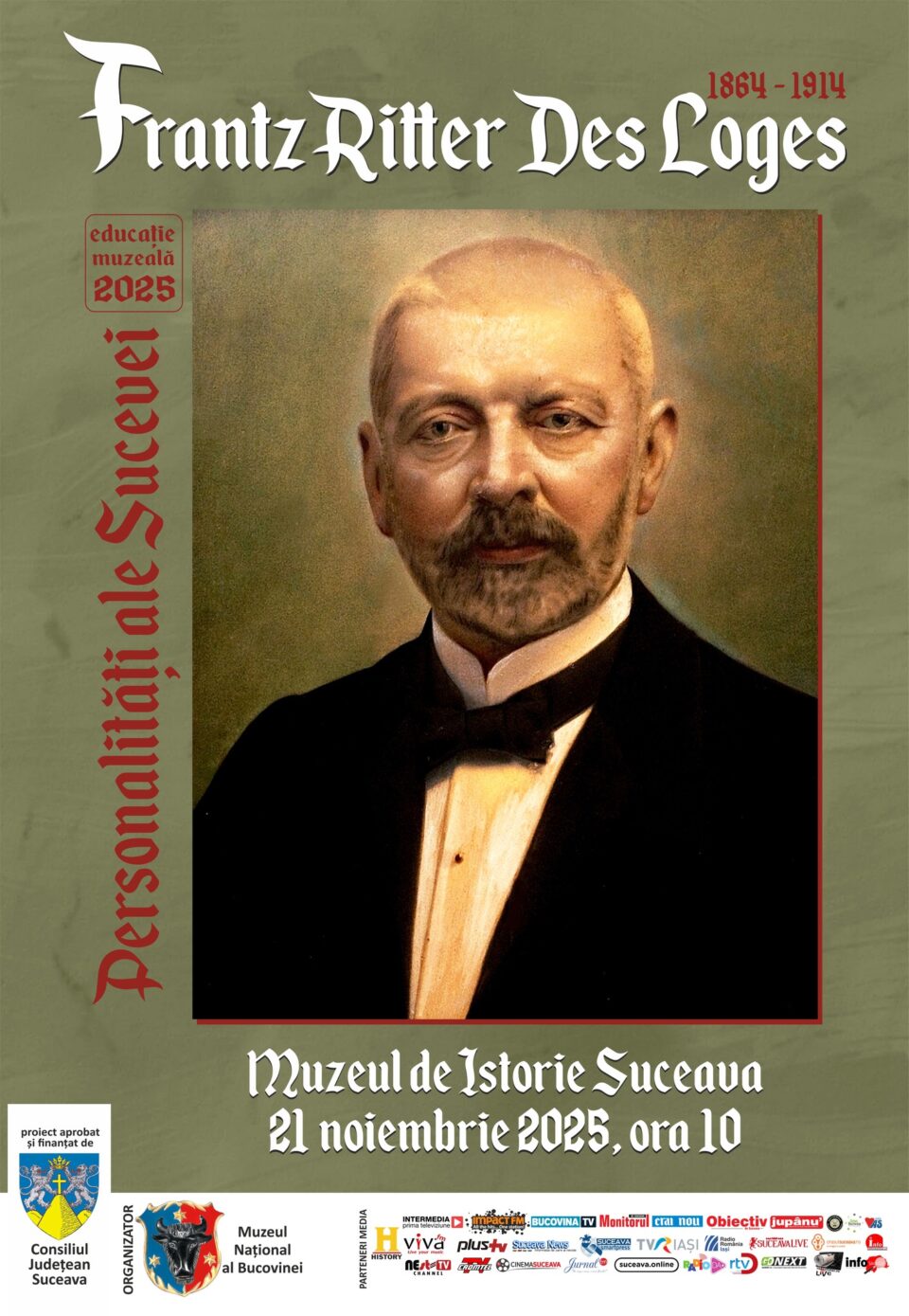 Educație muzeală: „Frantz Cavaler des Loges – un primar care a schimbat Suceava”, la Muzeul de Istorie