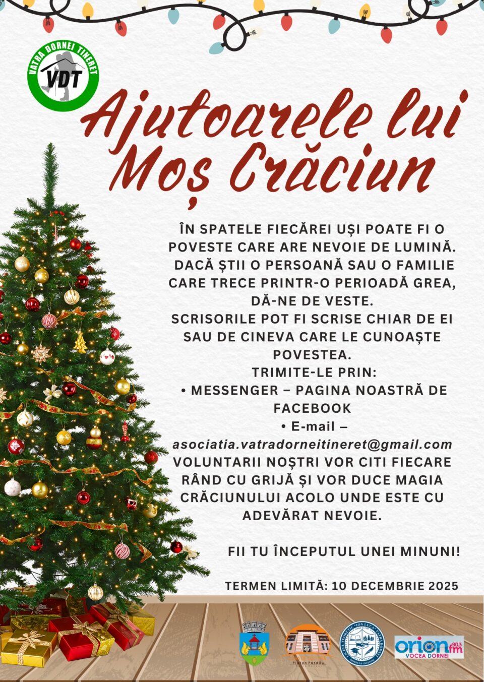 Campania umanitară „Ajutoarele lui Moș Crăciun”, la Vatra Dornei, pentru familii nevoiașe