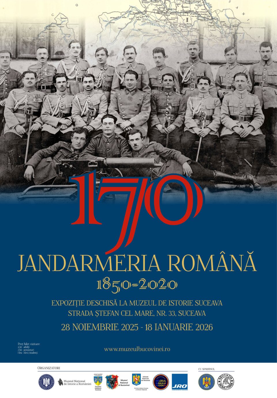 Vernisajul expoziției „Jandarmeria Română 1850 – 2020”, vineri, la Muzeul de Istorie