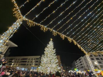 100.000 de luminițe aprinse în bradul din centrul Sucevei, de Ziua Bucovinei