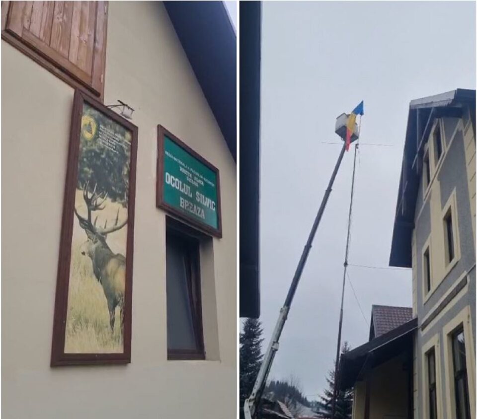 Drapelul României, arborat la sediul Ocolului Silvic Breaza, de Ziua Bucovinei