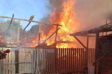 O fermă zootehnică a fost la un pas să fie mistuită de flăcări O fermă zootehnică a fost la un pas să fie mistuită de flăcări