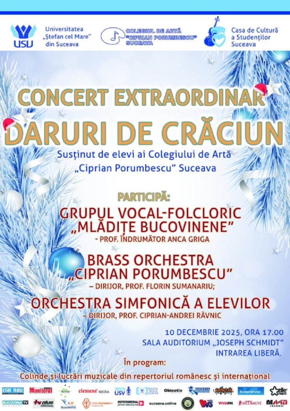 Concert de colinde al elevilor Colegiului de Artă, săptămâna viitoare