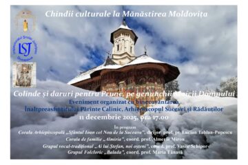 Chindiile culturale de la Mănăstirea Moldovița continuă cu un concert de colinde