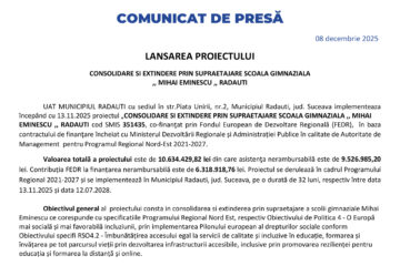 Lansare proiect CONSOLIDARE SI EXTINDERE PRIN SUPRAETAJARE SCOALA GIMNAZIALA ,, MIHAI EMINESCU ,, RADAUTI Lansare proiect CONSOLIDARE SI EXTINDERE PRIN SUPRAETAJARE SCOALA GIMNAZIALA ,, MIHAI EMINESCU ,, RADAUTI