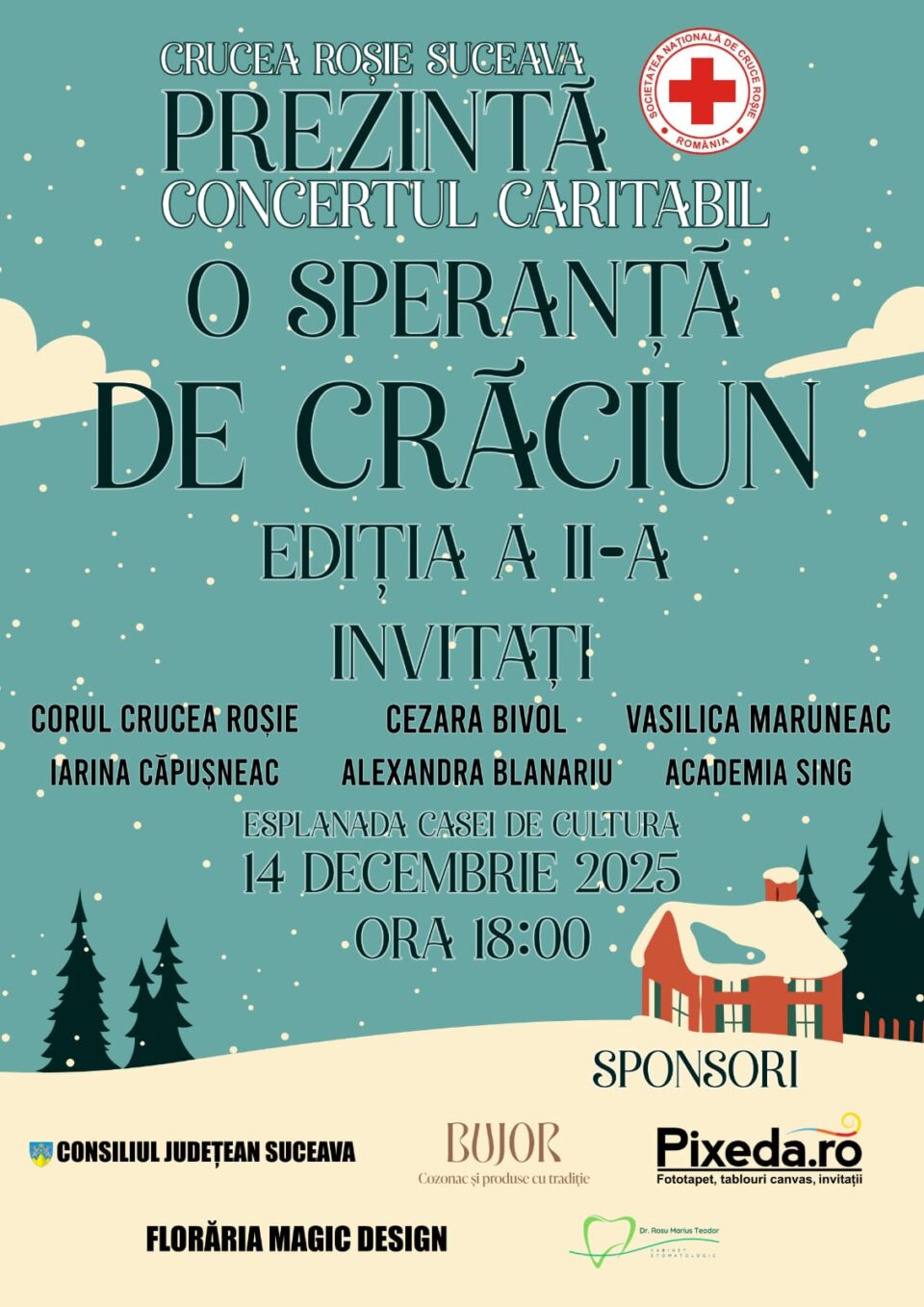 Concertul caritabil „O speranță de Crăciun”, ediția a II-a, organizat de Crucea Roșie Suceava Concertul caritabil „O speranță de Crăciun”, ediția a II-a, organizat de Crucea Roșie Suceava