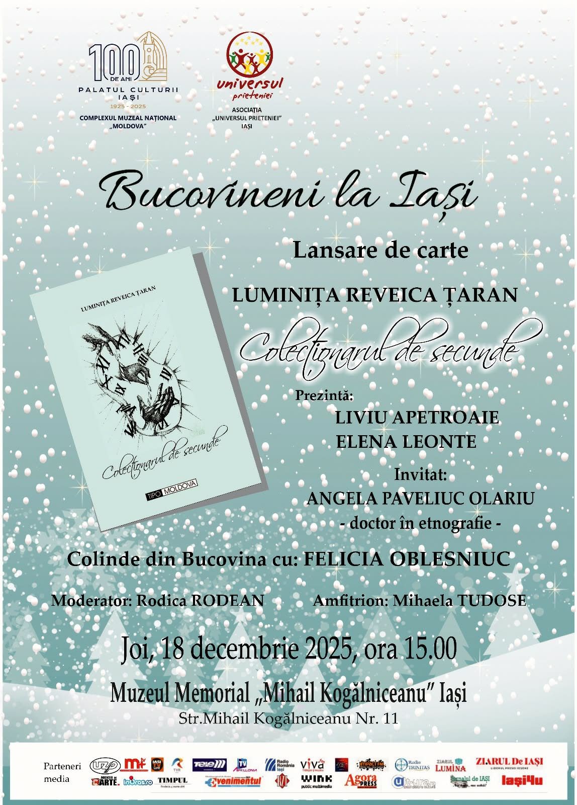 Suceveanca Luminița Reveica Țaran lansează volumul „Colecționarul de secunde”, joi, la Iași