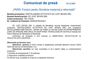 DIGITALIZAREA ACTIVITATII SC JUST SEVEN SRL