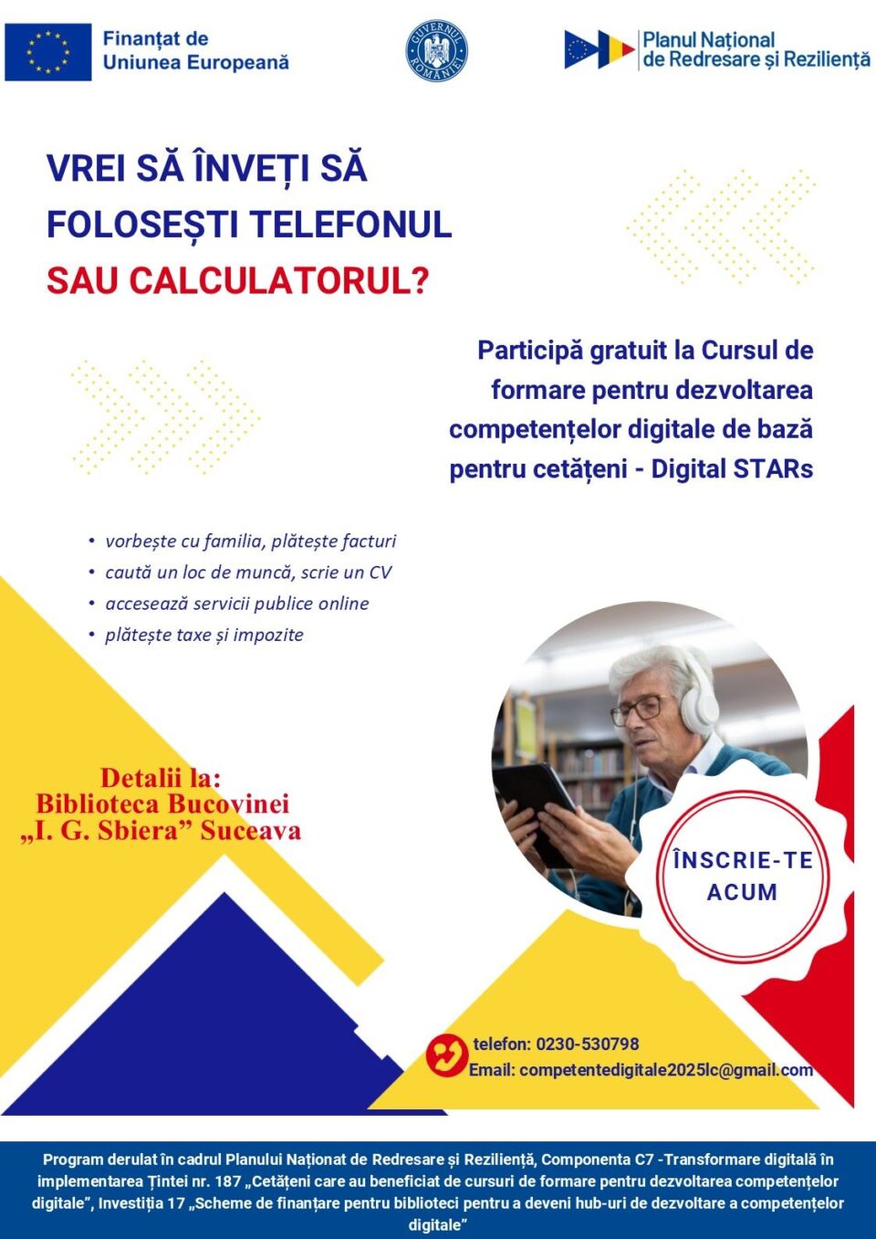 Cursuri gratuite de competențe digitale pentru cetățeni – Digital STARs, la Biblioteca Bucovinei,  începând din ianuarie
