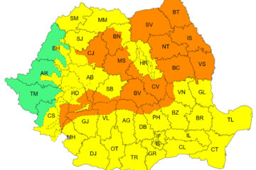 Cod portocaliu de vânt puternic și ninsori viscolite, cu reducerea semnificativă a vizibilității
