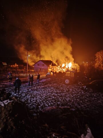 Două bovine și 2.000 de baloți s-au făcut scrum în urma unui incendiu