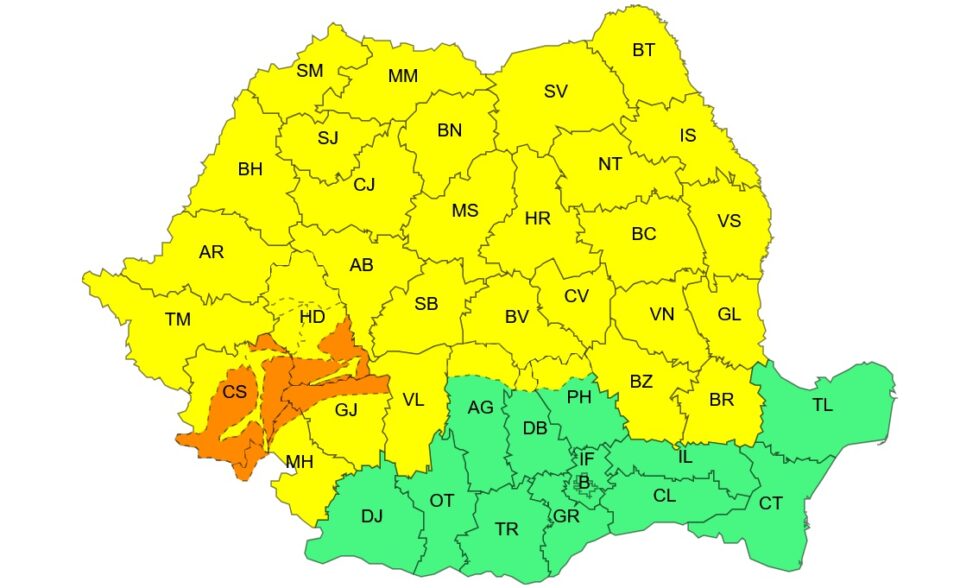 Cod galben de ninsori și lapoviță valabil în județul Suceava până marți dimineață