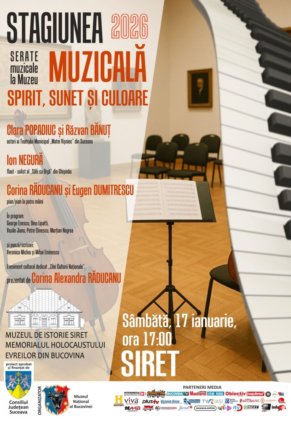 Evenimentul „Spirit, sunet și culoare”, sâmbătă, la Muzeul de Istorie Siret