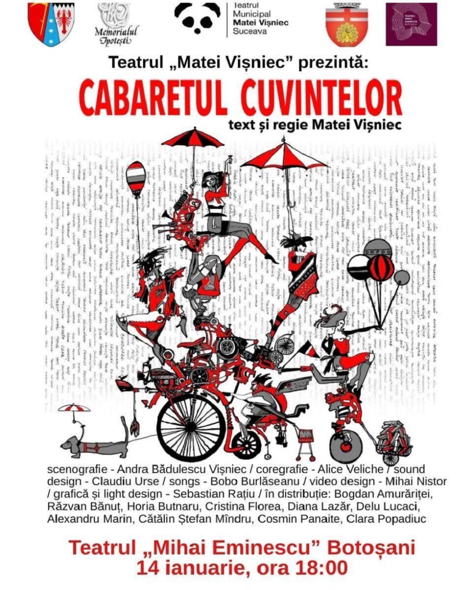 „Cabaretul Cuvintelor”, la Botoșani, la Teatrul „Mihai Eminescu”, cu prilejul Zilei Culturii Naționale