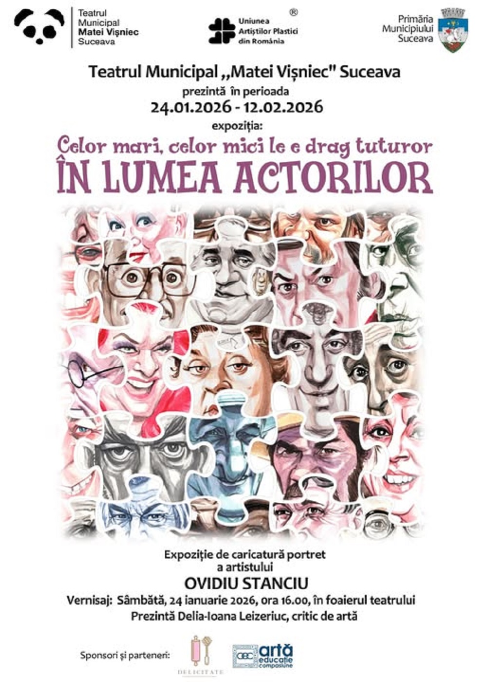Expoziția „Celor mari, celor mici le e drag tuturor în lumea actorilor”, semnată de Ovidiu Stanciu, la Teatrul „Matei Vișniec”