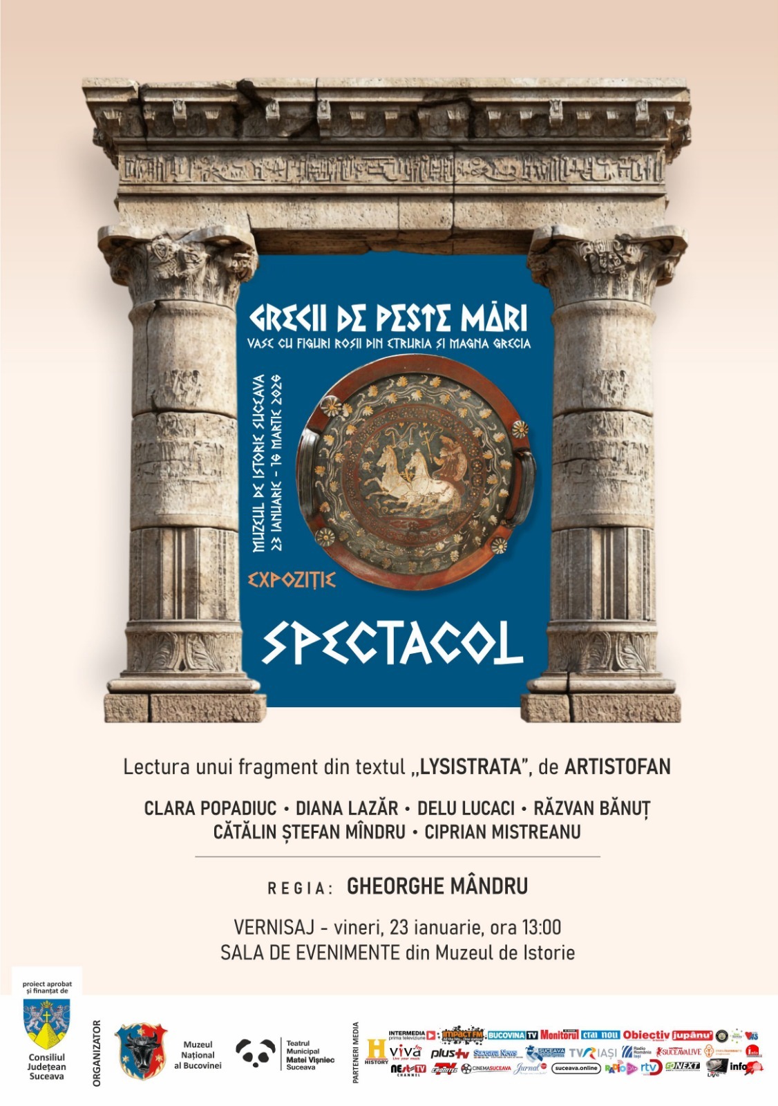 Fragmente de teatru antic, la vernisajul expoziției „Grecii de peste mări”