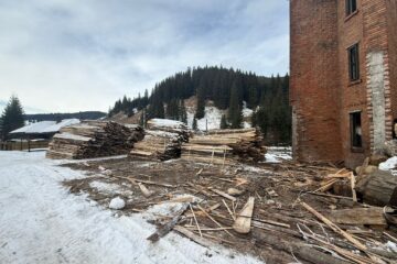 Descindere lângă calea ferată, unde era depozitată ilegal o cantitate mare de lemne