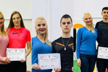 Cei trei medaliați de la CSM Rarăul alături de antrenoarea Elena Erzilia Iancu