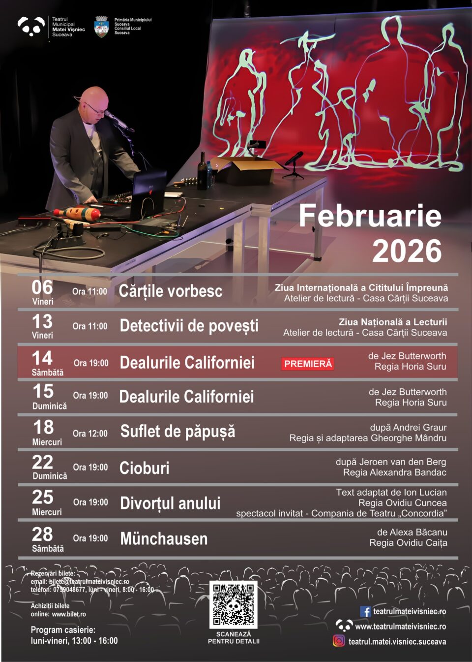 Programul lunii februarie la Teatrul Municipal „Matei Vișniec” Suceava