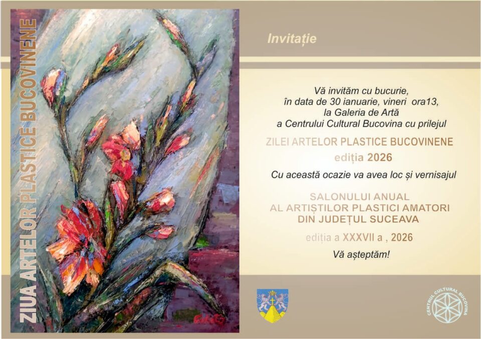 Deschiderea Salonului Anual al Artiștilor Plastici Amatori din județul Suceava, vineri, la Centrul Cultural Bucovina