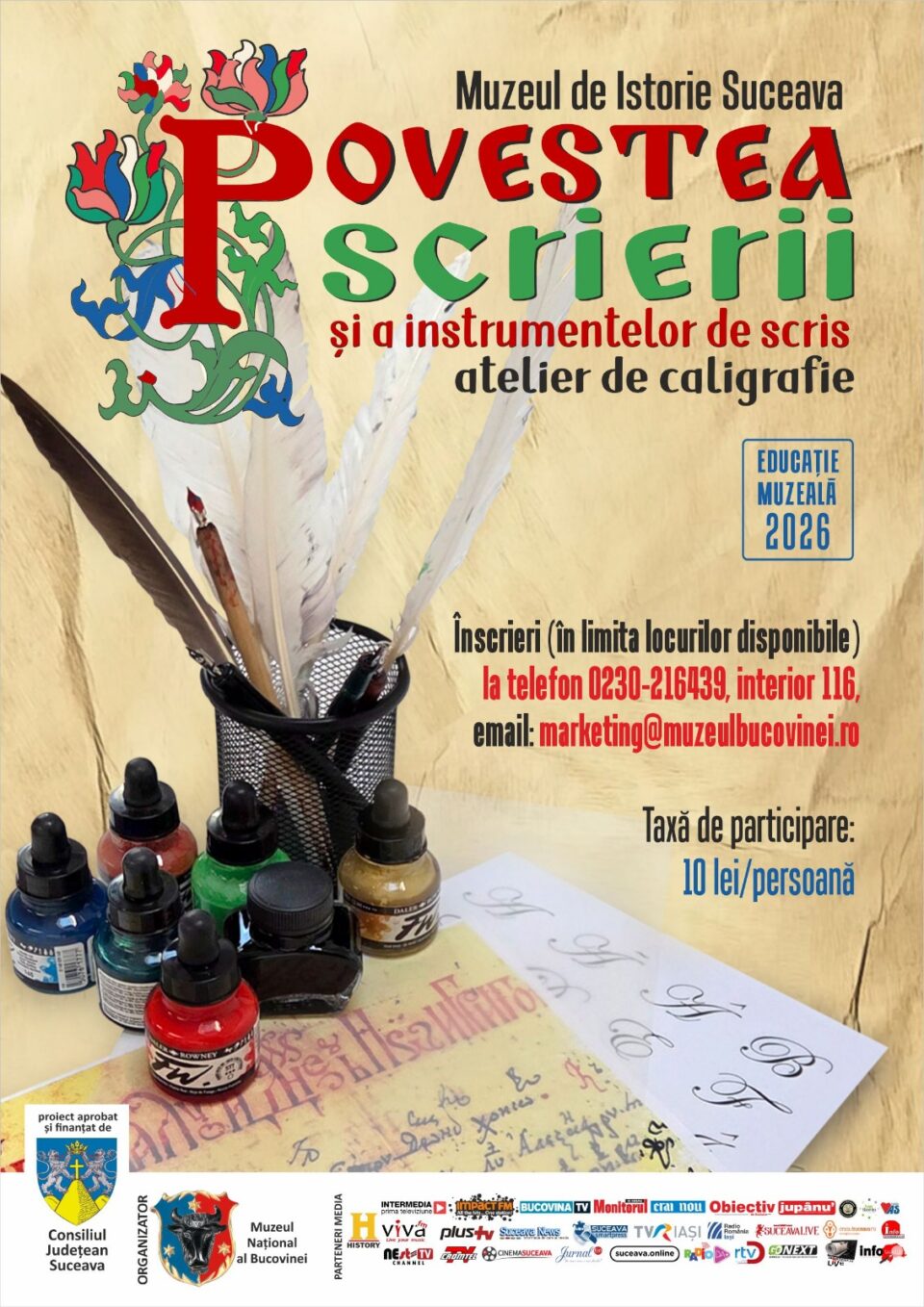 Elevii pasionați de istorie, artă și scriere frumoasă pot să se înscrie la un Atelier de caligrafie