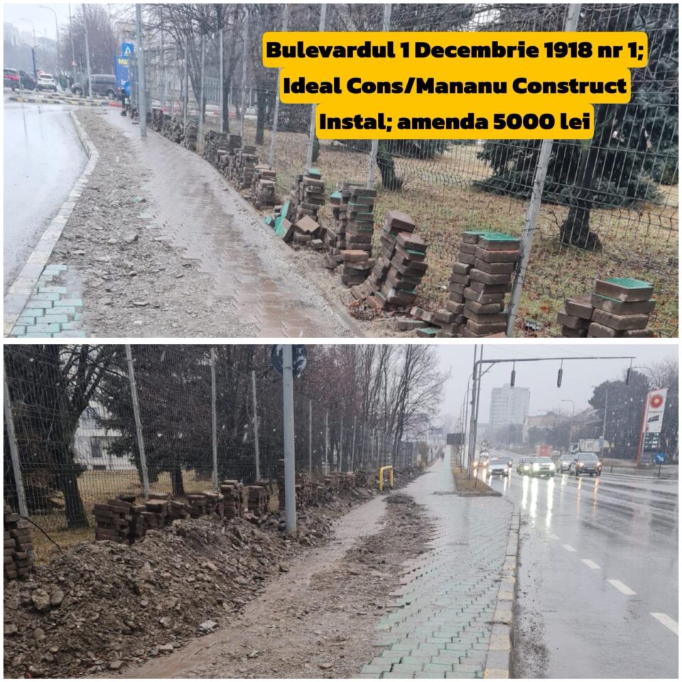 Amenzi de 21.000 de lei aplicate constructorilor de Primăria Suceava, pentru lucrări neconforme, pe carosabil sau trotuare