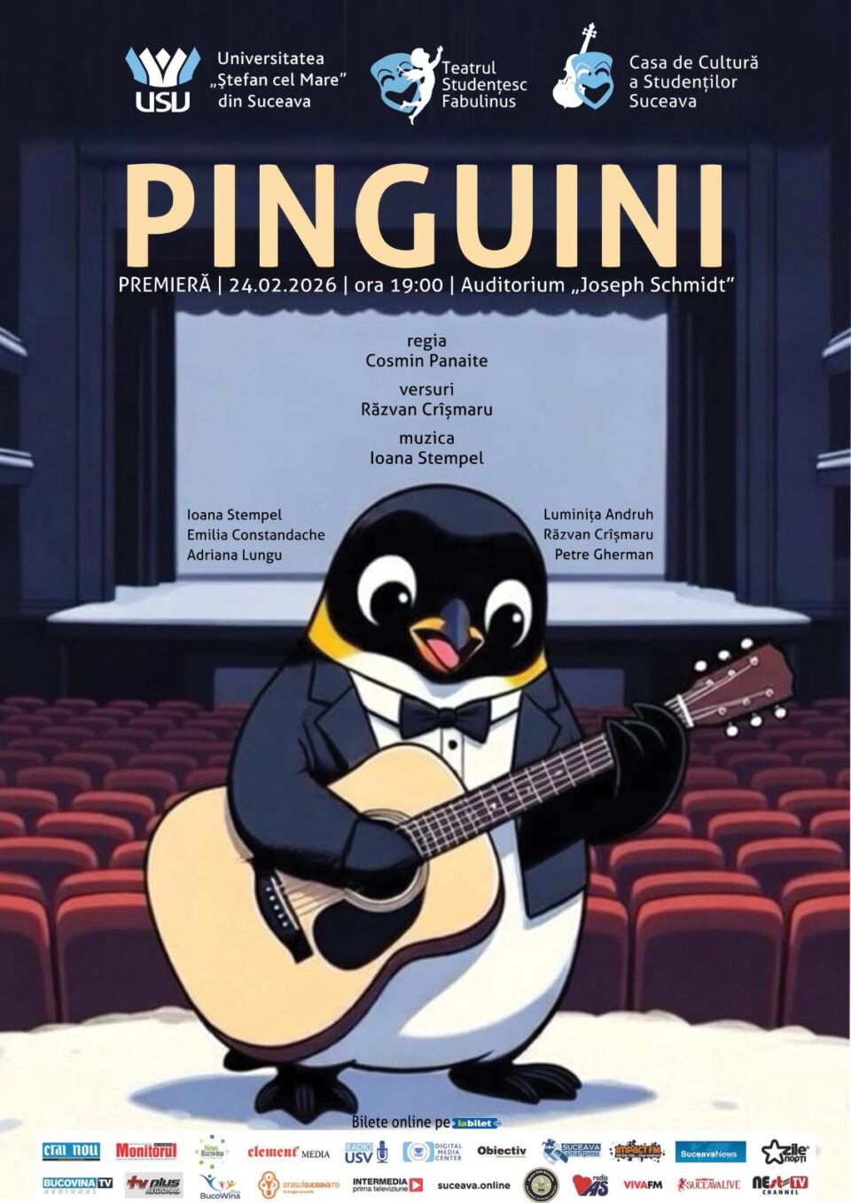 Teatrul Studențesc Fabulinus aduce „Pinguini” pe scena Universității