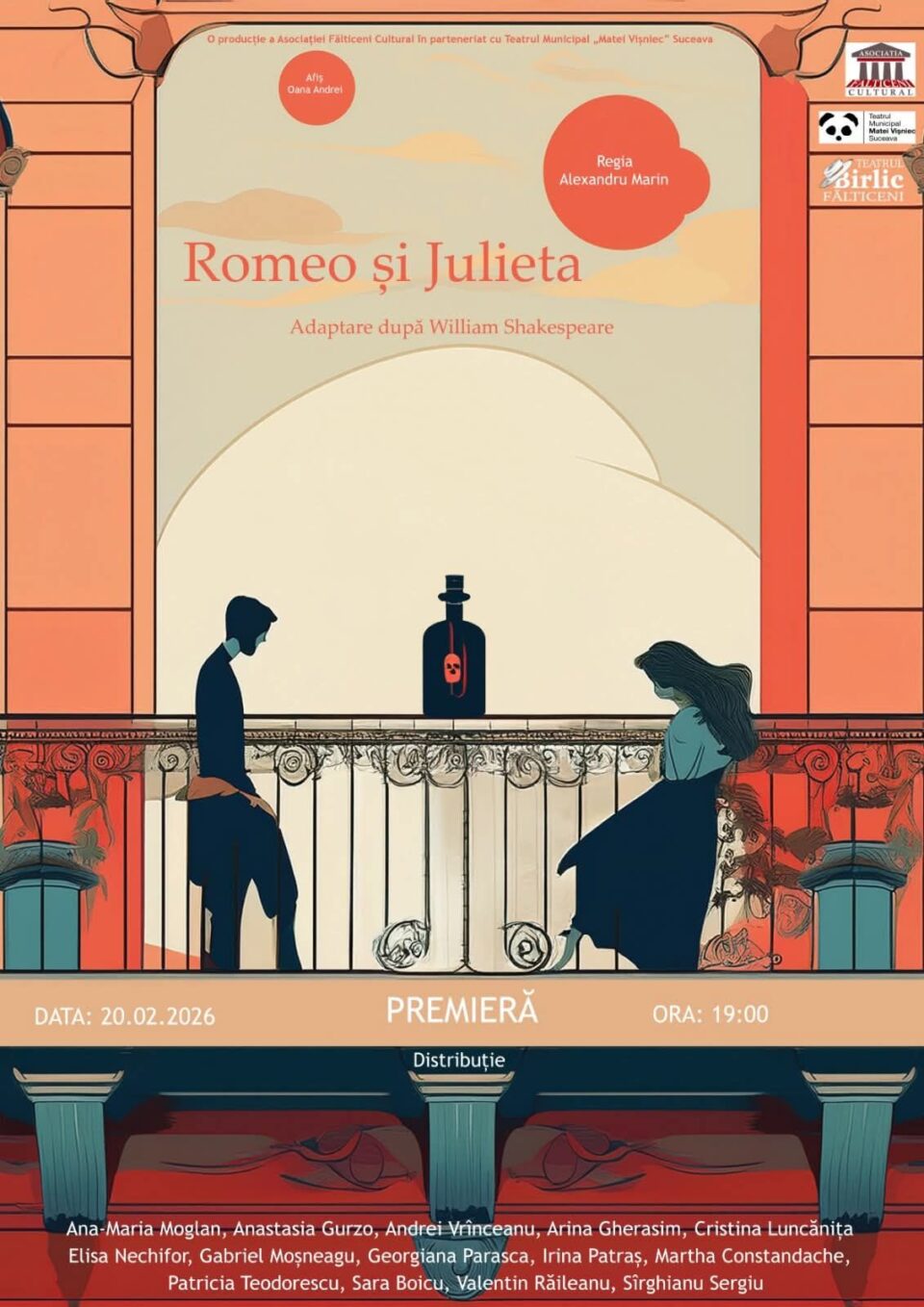 Premiera „Romeo și Julieta” aduce pasiunea și dramatismul shakespearian pe scena din Fălticeni Premiera „Romeo și Julieta” aduce pasiunea și dramatismul shakespearian pe scena din Fălticeni