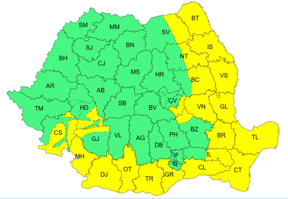 Cod galben de ninsori viscolite, de duminică până luni, în zona joasă a județului Suceava