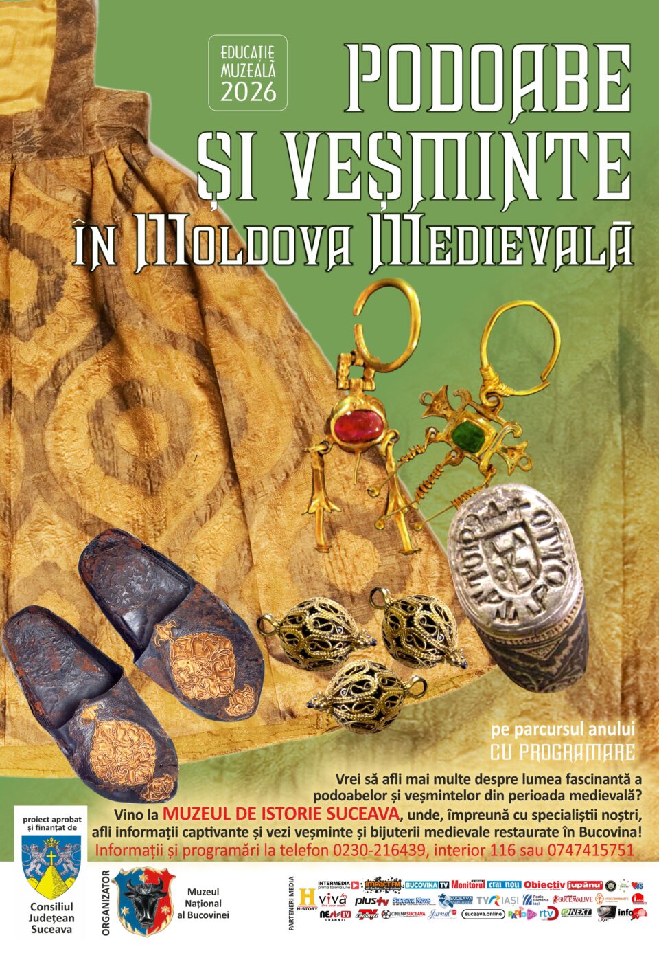 Poveștile modei din Evul Mediu, veșminte și bijuterii medievale restaurate în Bucovina, la Muzeul de Istorie Suceava