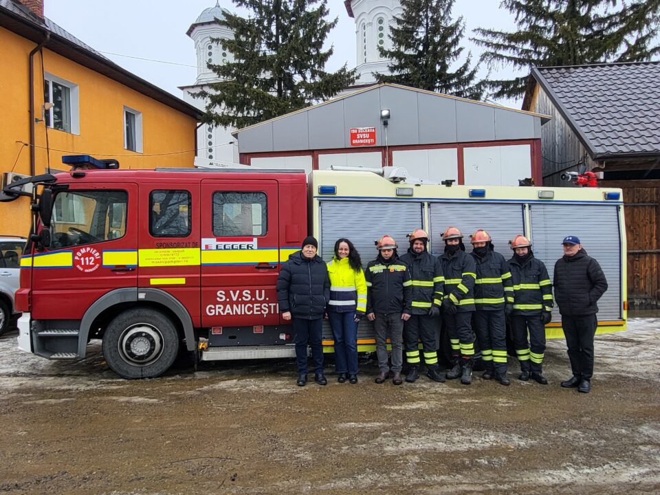EGGER a sprijinit achiziția unei autospeciale pentru SVSU Grănicești, o investiție esențială pentru siguranța comunității