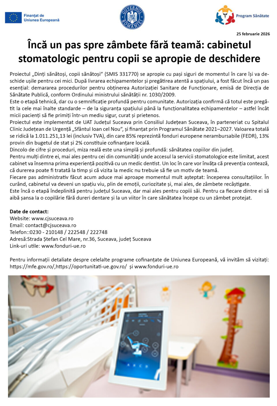 Încă un pas spre zâmbete fără teamă: cabinetul stomatologic pentru copii se apropie de deschidere Încă un pas spre zâmbete fără teamă: cabinetul stomatologic pentru copii se apropie de deschidere