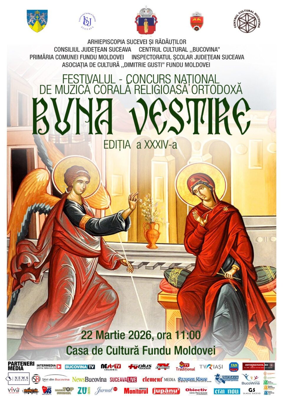 Înscrieri pentru Festivalul-Concurs de Muzică Corală Religioasă Ortodoxă „Buna Vestire”, ediția a XXXIV-a Înscrieri pentru Festivalul-Concurs de Muzică Corală Religioasă Ortodoxă „Buna Vestire”, ediția a XXXIV-a