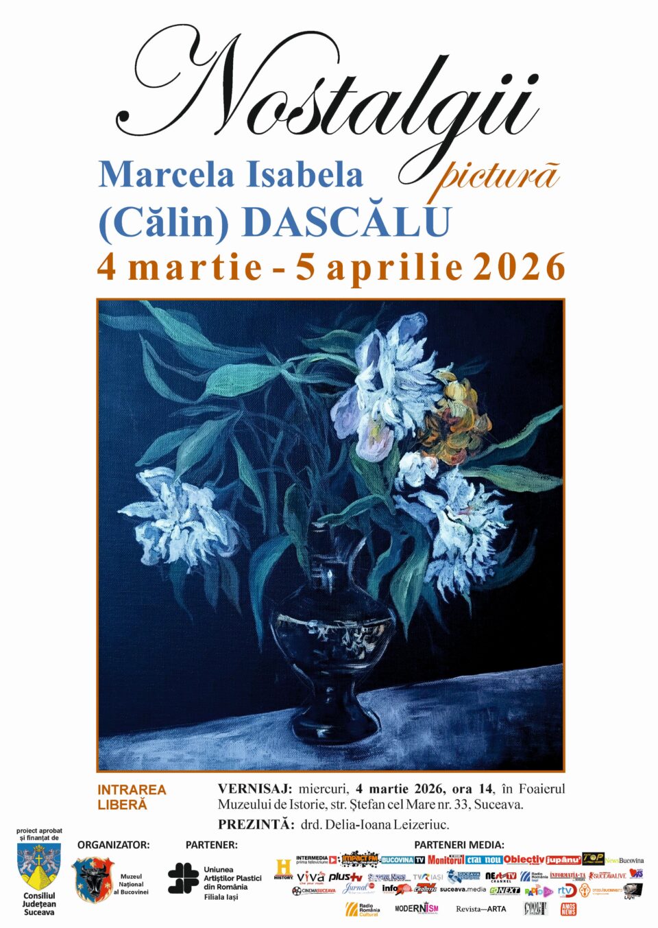 Expoziția „Nostalgii”, semnată de artista Marcela Isabela (Călin) Dascălu, la Muzeul de Istorie Expoziția „Nostalgii”, semnată de artista Marcela Isabela (Călin) Dascălu, la Muzeul de Istorie