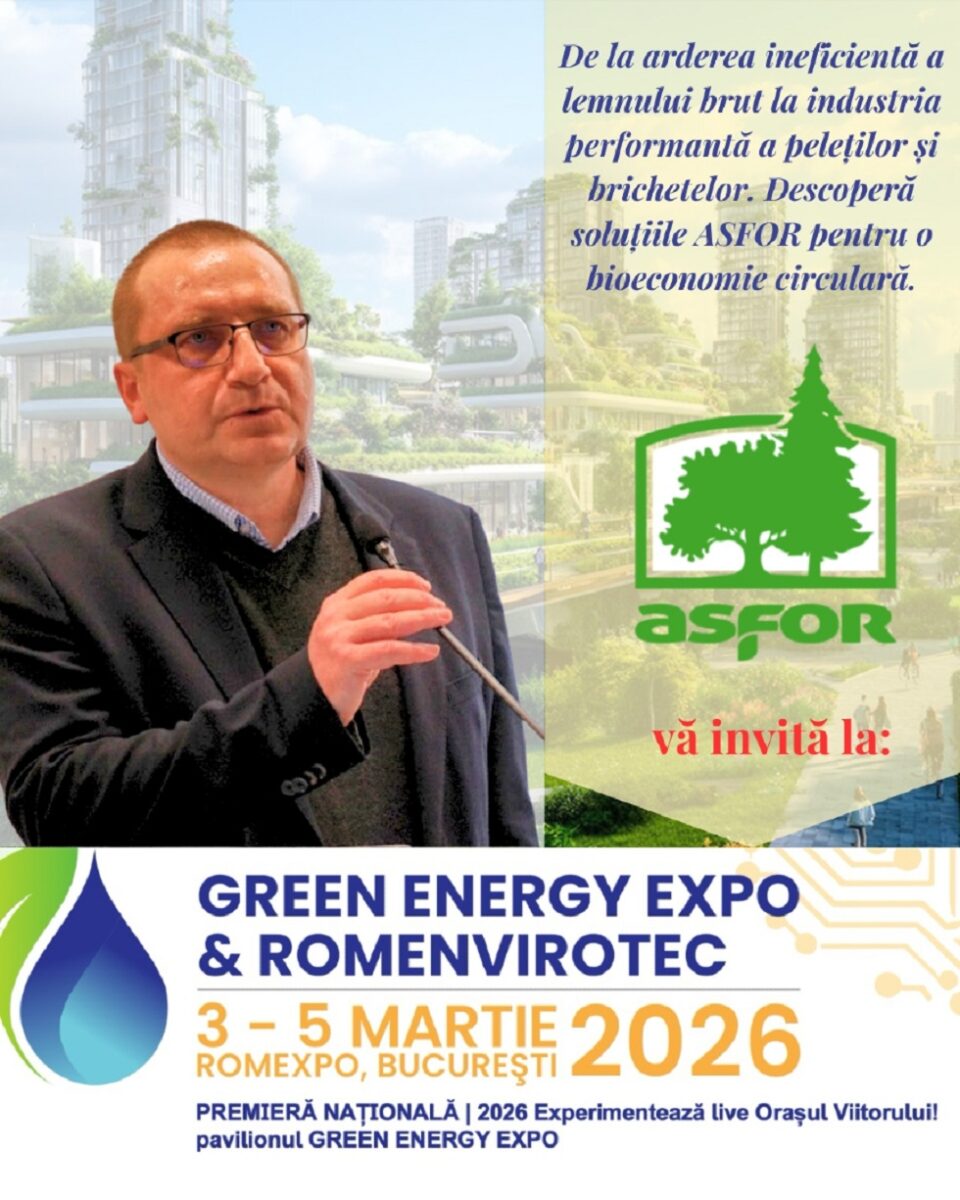 Ciprian Dumitru Muscă, președintele ASFOR, îi invită pe toți cei interesați să viziteze standul asociației la Green Energy Expo, în perioada 3-5 martie 2026