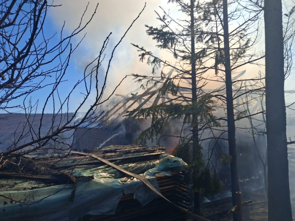 Incendiu puternic la acoperișul unei case din Deleni