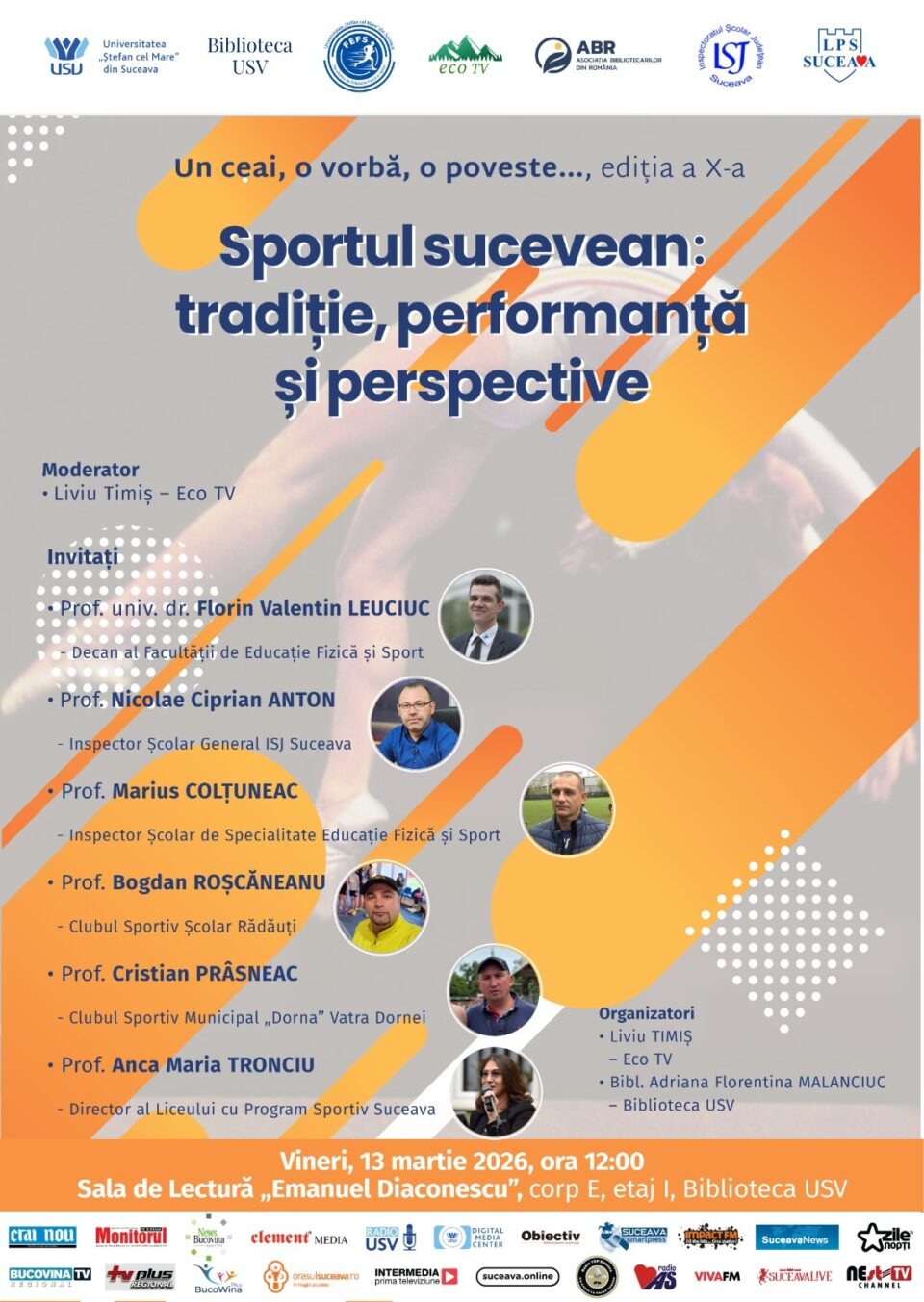 Dialogul cultural „Un ceai, o vorbă, o poveste…”, de la USV, va dezbate subiectul „Sportul sucevean: tradiție, performanță și perspective”