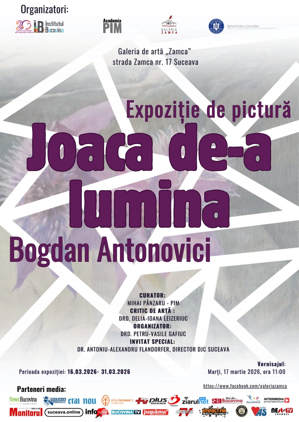„Joaca de-a lumina”, expoziție de pictură semnată de Bogdan Antonovici, la Galeria Zamca