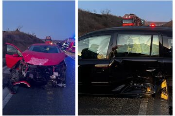O șoferiță care a întors pe linie continuă a provocat un accident cu rănirea unui alt șofer