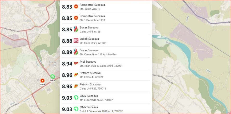 Motorina a sărit de 9 lei/litru la unele benzinării din Suceava