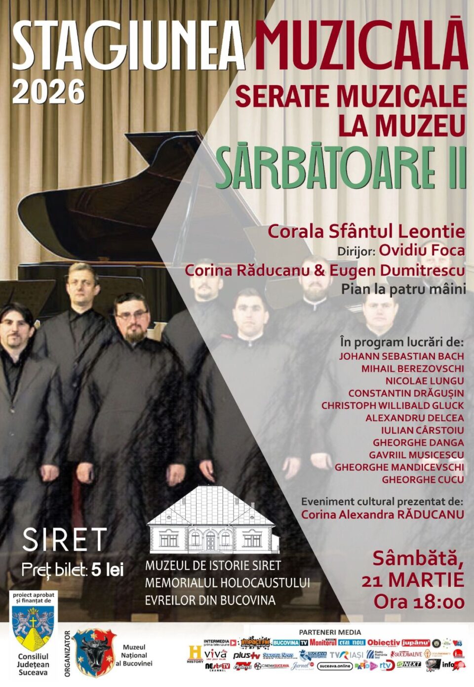 Serată muzicală, sâmbătă, la Muzeul de Istorie Siret