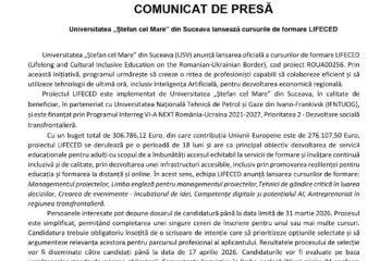 Universitatea „Ștefan cel Mare” din Suceava lansează cursurile de formare LIFECED Universitatea „Ștefan cel Mare” din Suceava lansează cursurile de formare LIFECED