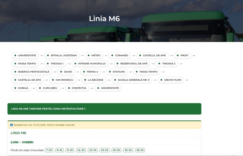 Nou traseu metropolitan, de la Universitate la Campusul USV de la Moara, începând de luni